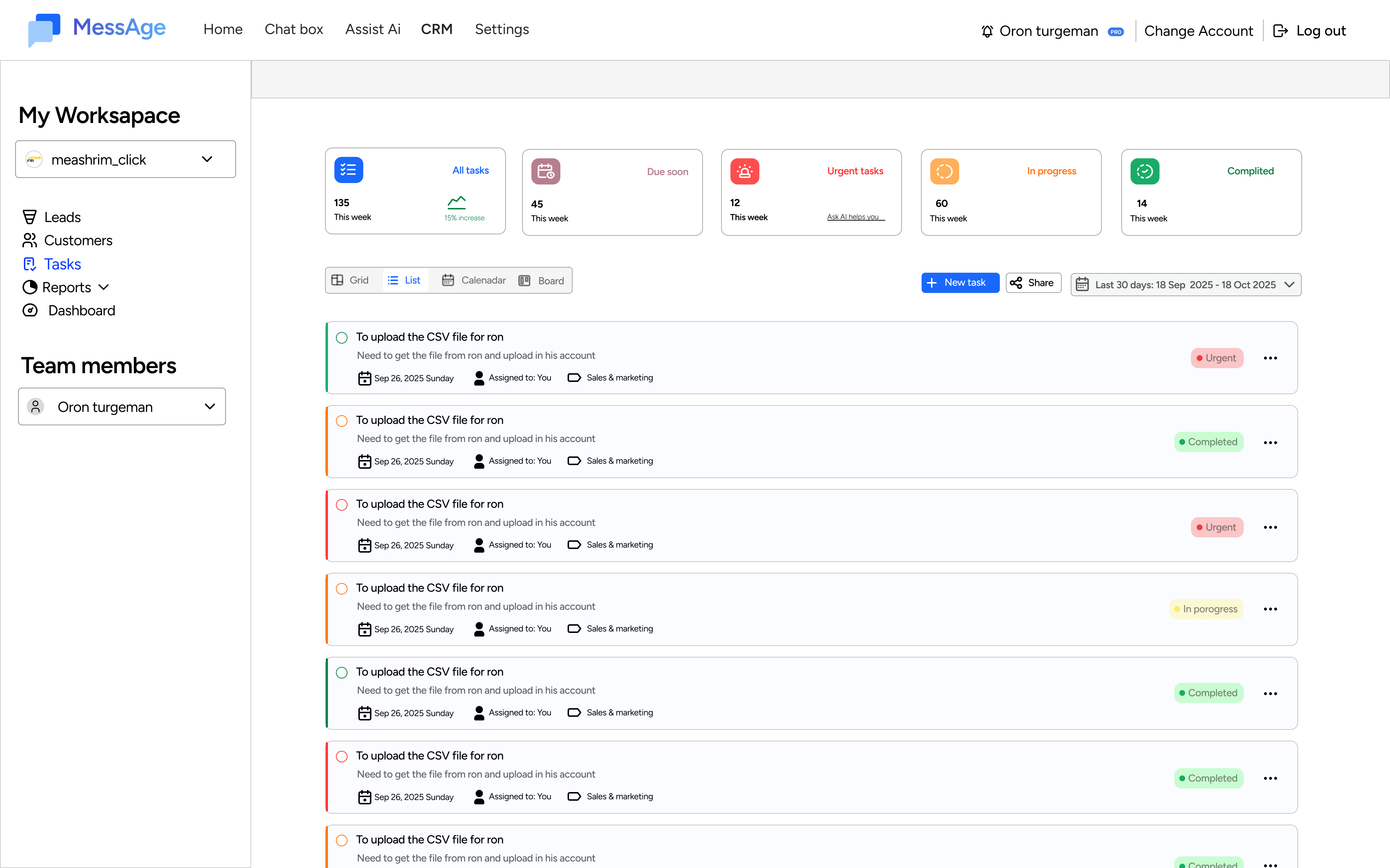 MessAge Tasks