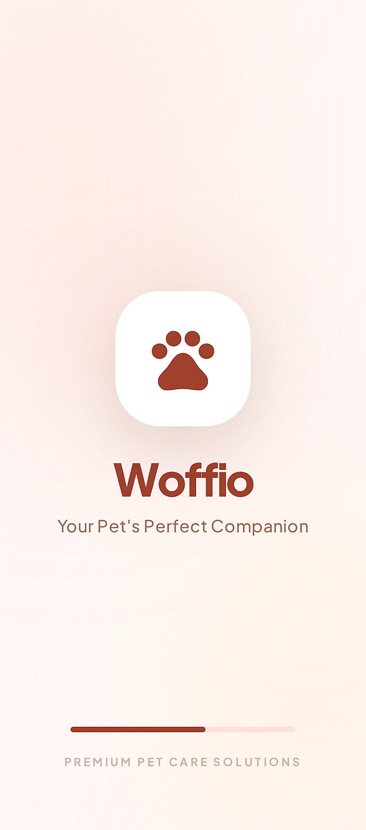 Woofio onboarding screen on iPhone
